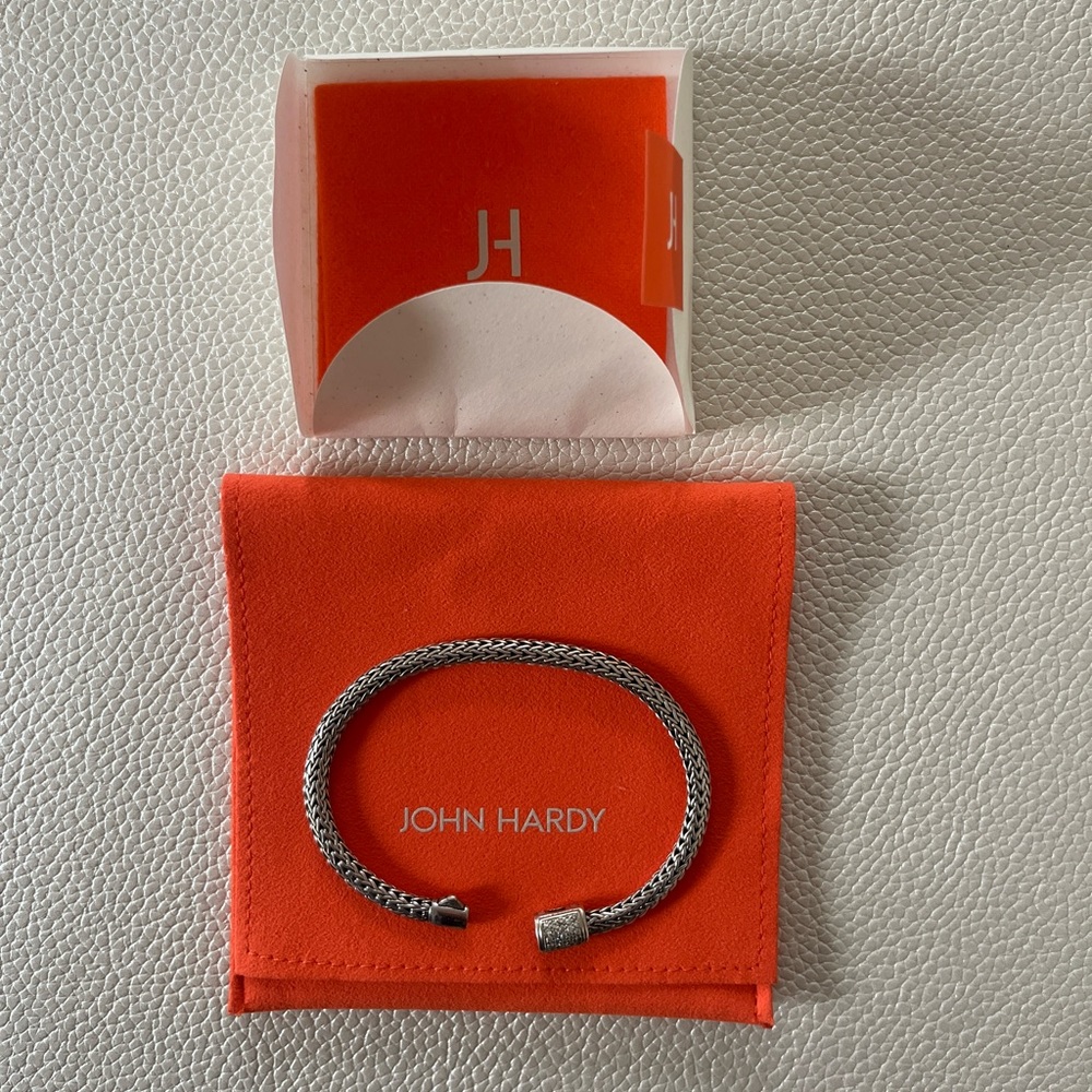 John Hardy Silver-Tone Woven Cable Open Cuff Bracelet